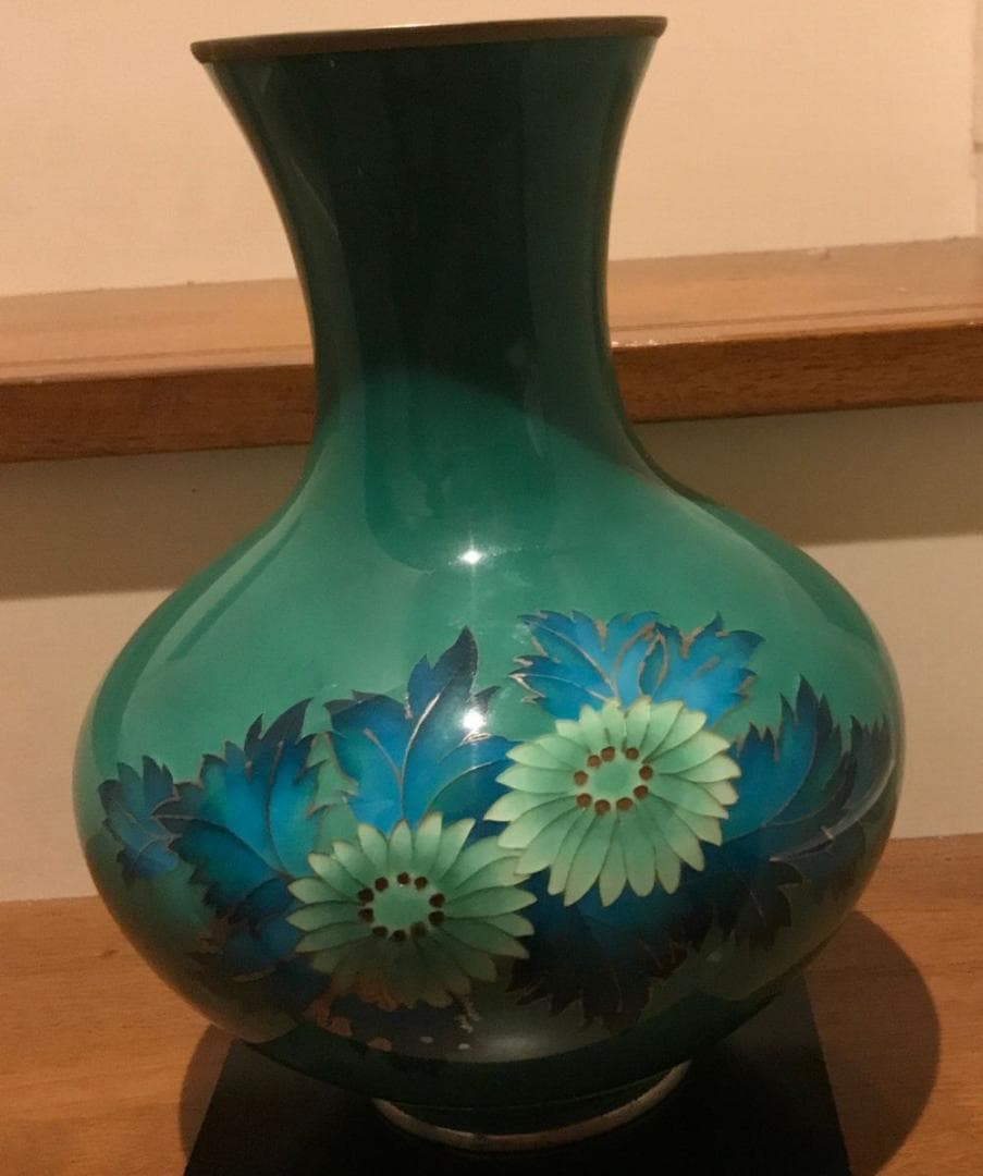 尾張七宝焼 田村幸夫作 花文様花瓶 新品同様