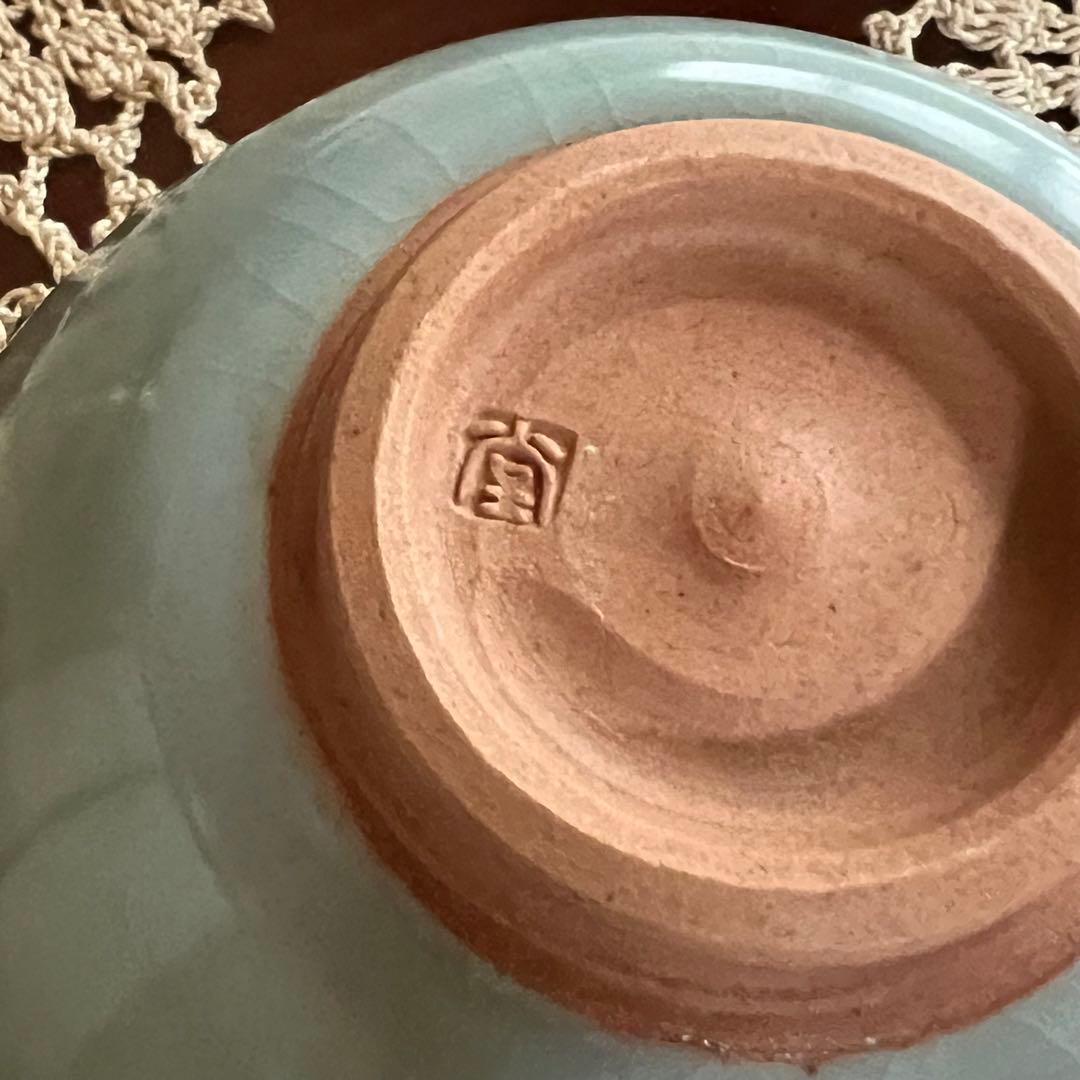 九谷焼 青磁 抹茶碗 茶碗 作家もの 堂前忠正 茶道具 共箱 共布