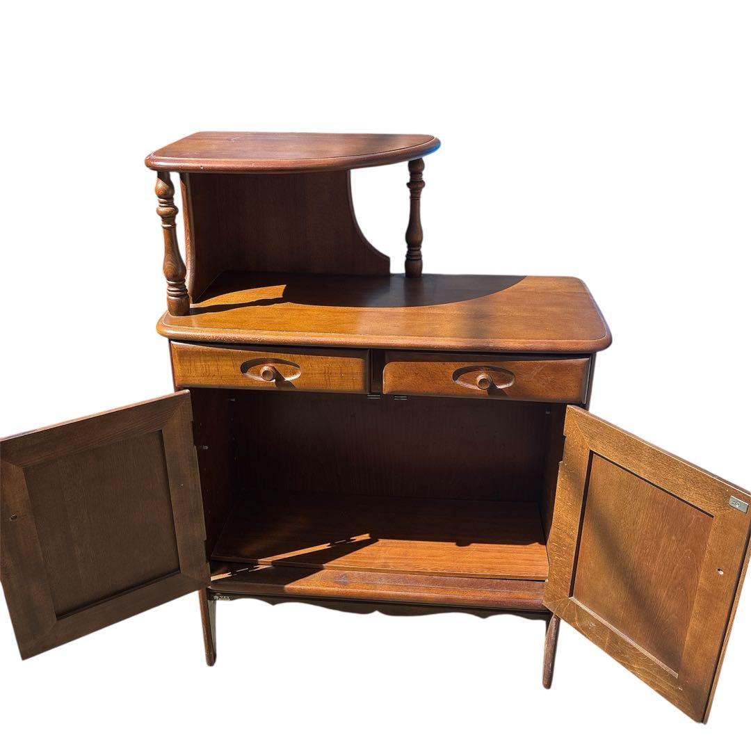 カリモク 木製 電話台 昭和レトロ オールド コロニアル 希少 ラック 天然木