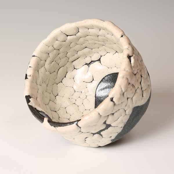 【清水卯一造】蓬莱掛分釉裂茶碗　重要無形文化財保持者　人間国宝　蓬莱窯