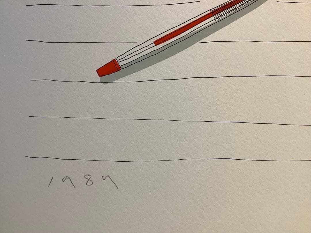 安西水丸シルクスクリーン版画(人形とボールペン)