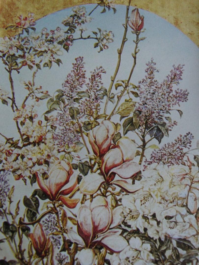 藤田嗣治、「Fleurs et soleil levant」、希少画集の額装画