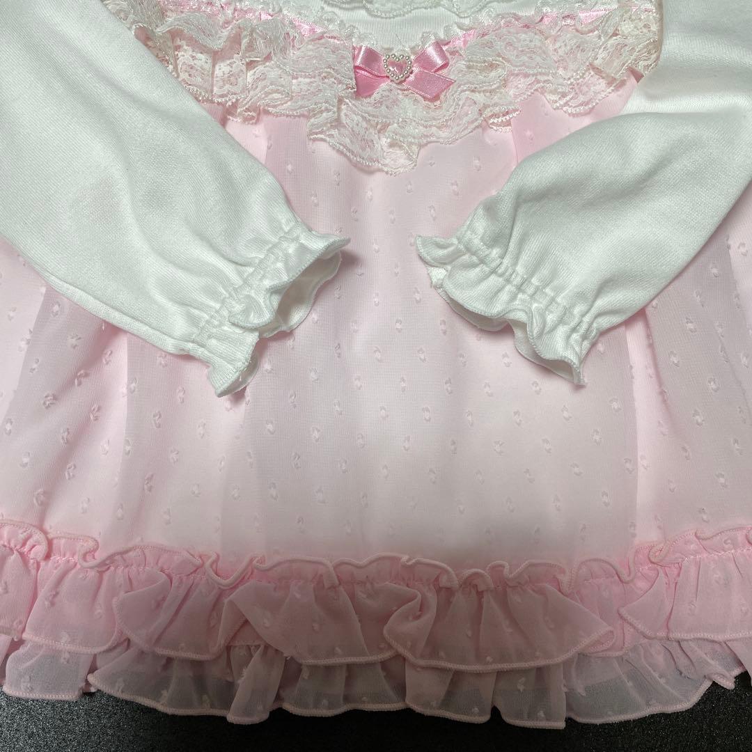 新品タグ付❤️メゾピアノ❤️レースとフリルの可愛いワンピース＆ブルマ80