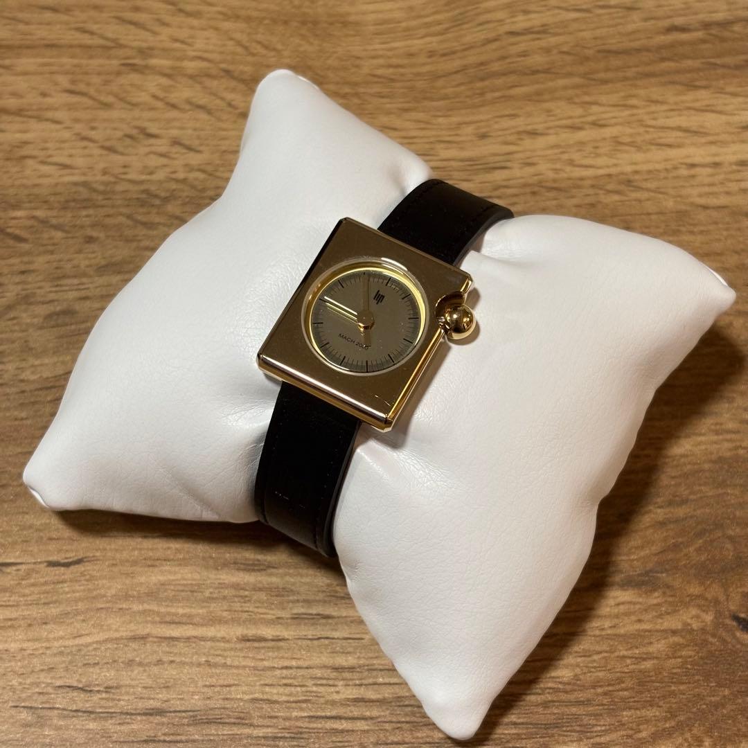 LIP【リップ】マッハ2000ミニフランス製 レザー ブラック ゴールド 腕時計