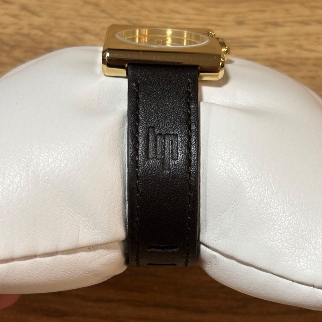 LIP【リップ】マッハ2000ミニフランス製 レザー ブラック ゴールド 腕時計
