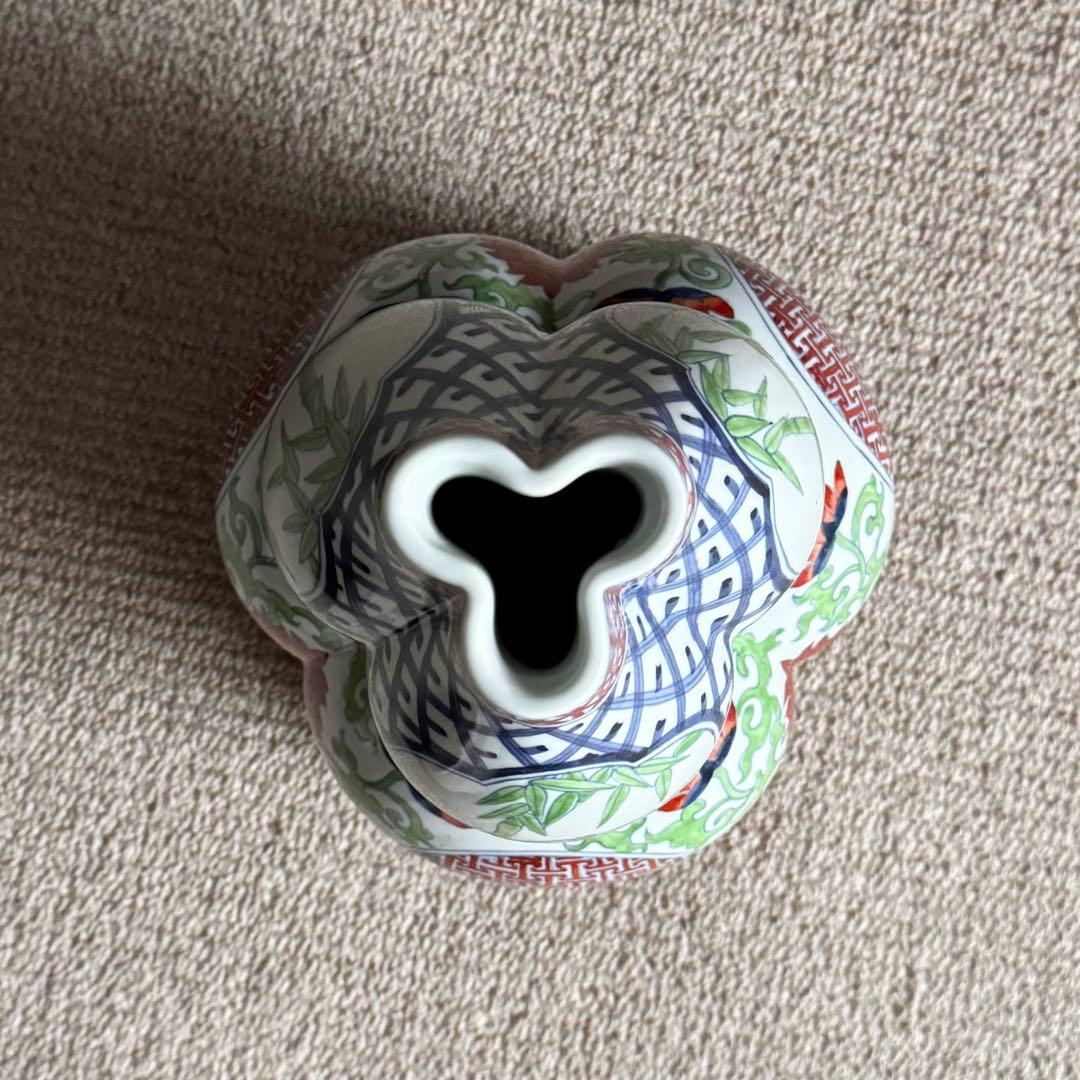 大清雍正年製 瓢箪型花瓶 壺 木製台座付き 粉彩 中国古美術品