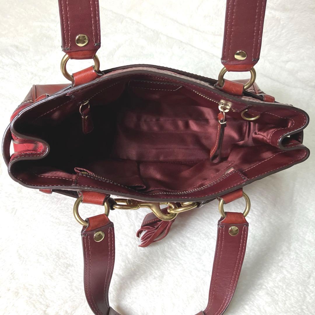 【希少】COACH✨ハンドバッグ　シグネチャー　タッセル　レザー　オールドコーチ