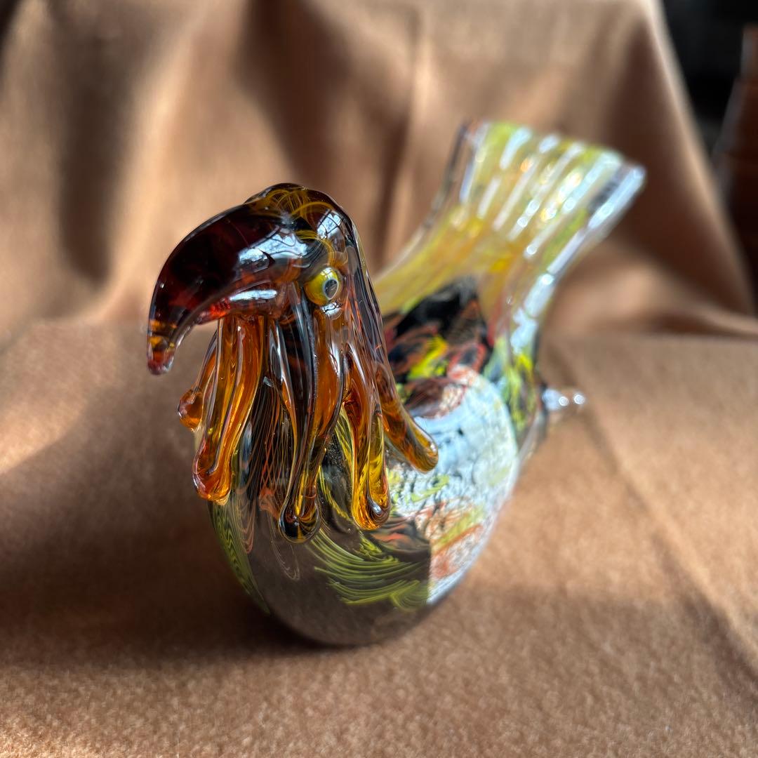 美品　ガラス製鳥の置物 2羽セット