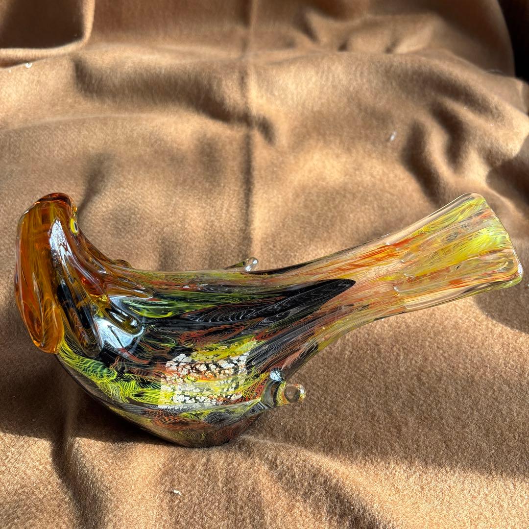 美品　ガラス製鳥の置物 2羽セット