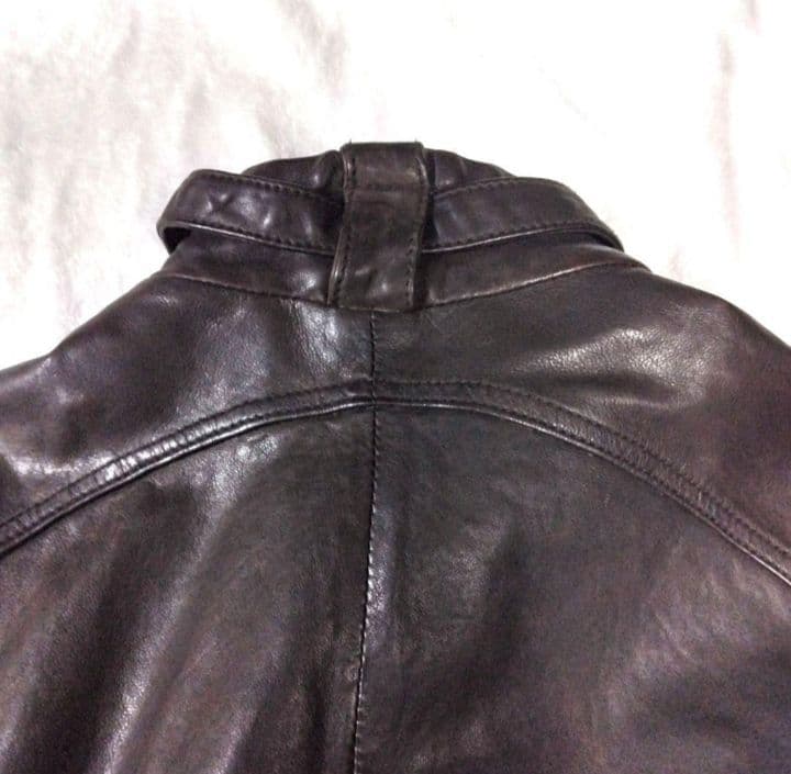 美品 キャサリン ハムネット ロンドン レザー 羊革 ジャケット ライダース 茶