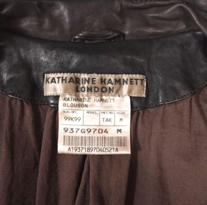 美品 キャサリン ハムネット ロンドン レザー 羊革 ジャケット ライダース 茶