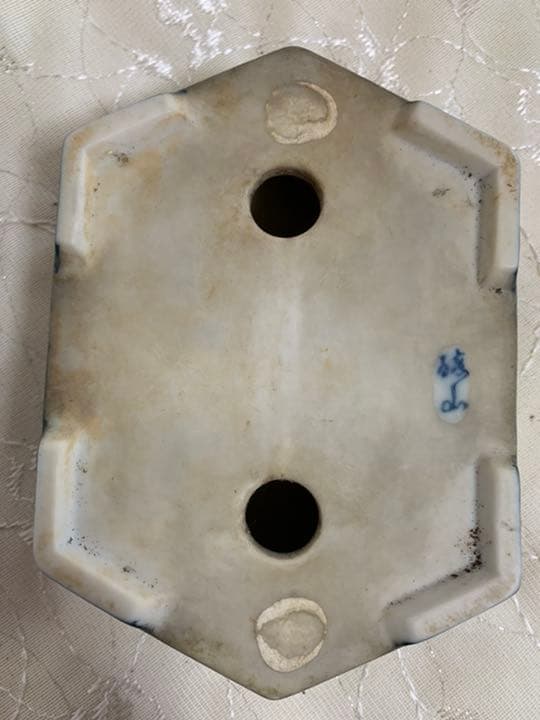 磯山　六角　絵鉢　盆栽鉢