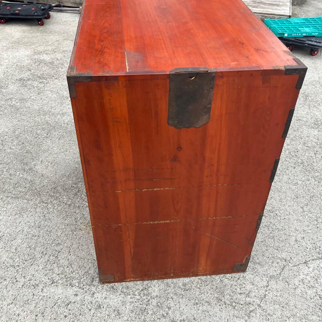 ① 昭和レトロ 古家具 大型 仙台箪笥 4段 引き出し時代箪笥 古家具ビンテージ