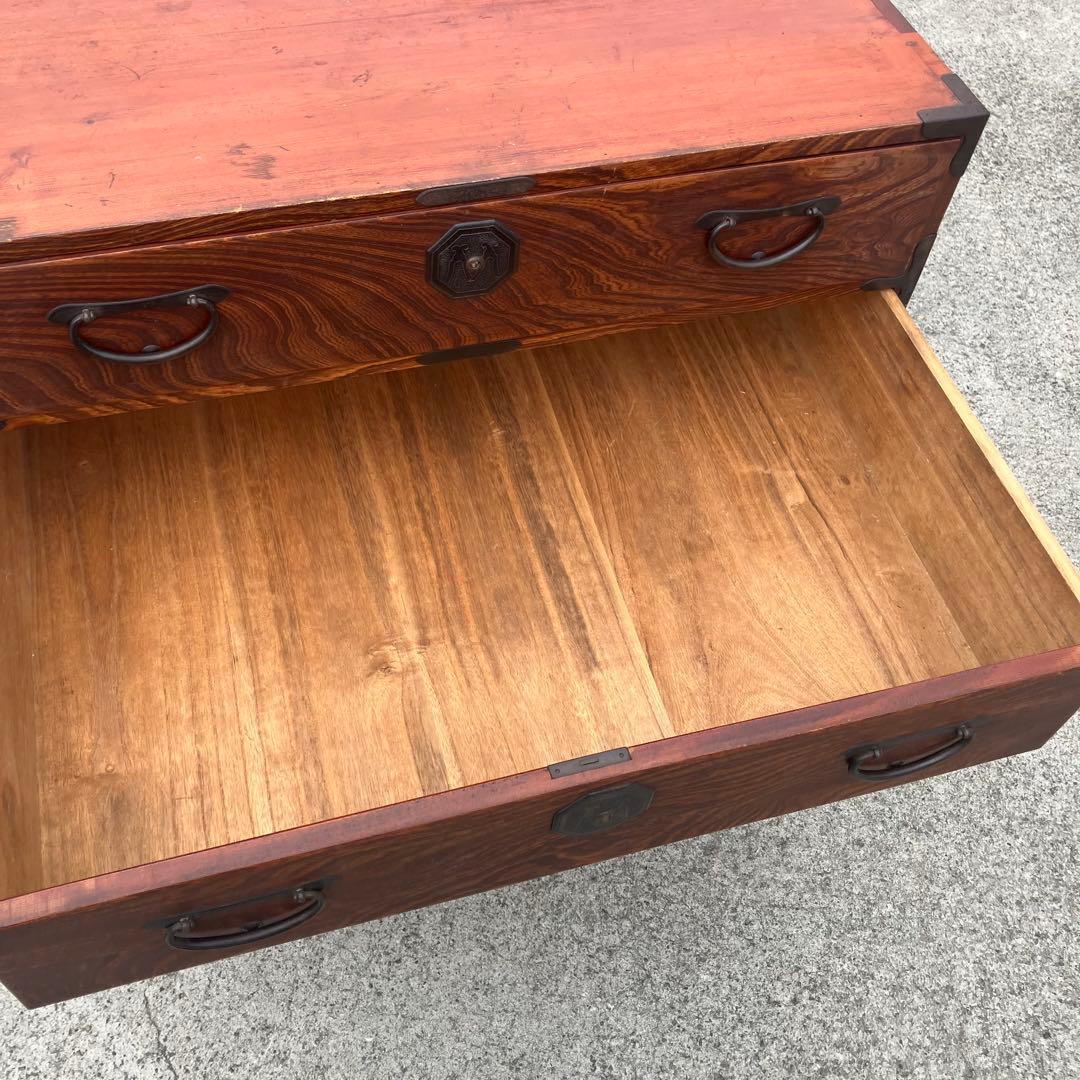 ① 昭和レトロ 古家具 大型 仙台箪笥 4段 引き出し時代箪笥 古家具ビンテージ