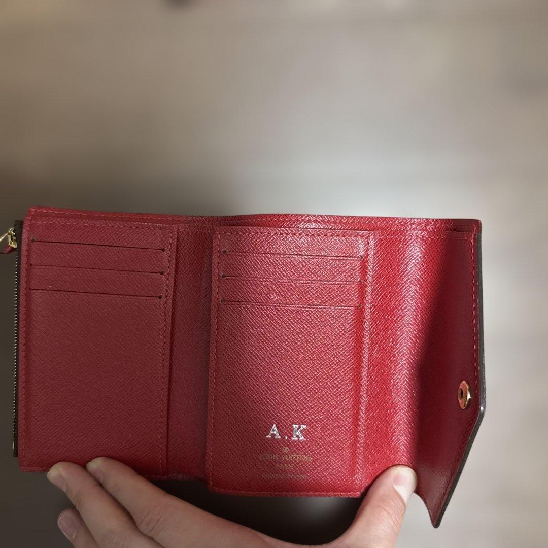 ダミエパターン 二つ折り財布 ブラウン