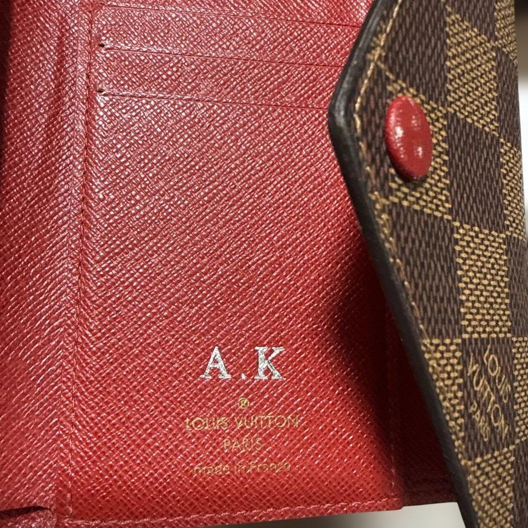 ダミエパターン 二つ折り財布 ブラウン