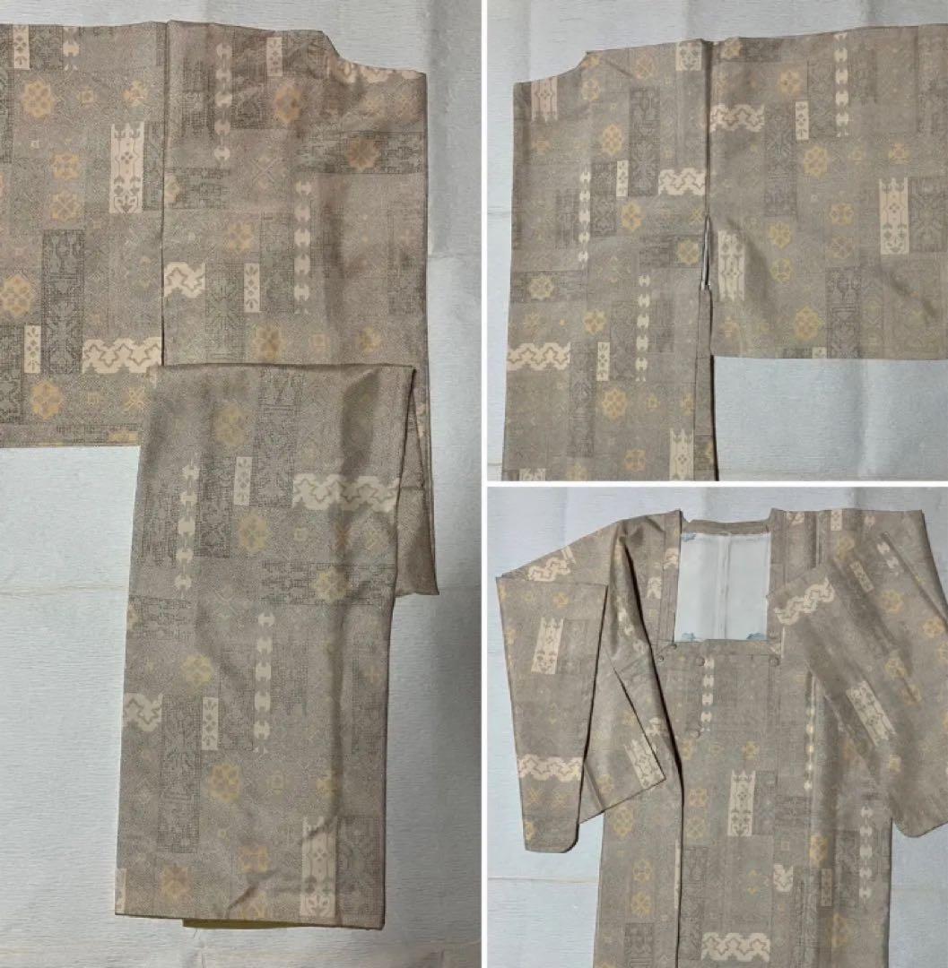 白大島紬、長着、羽織り、道行アンサンブル