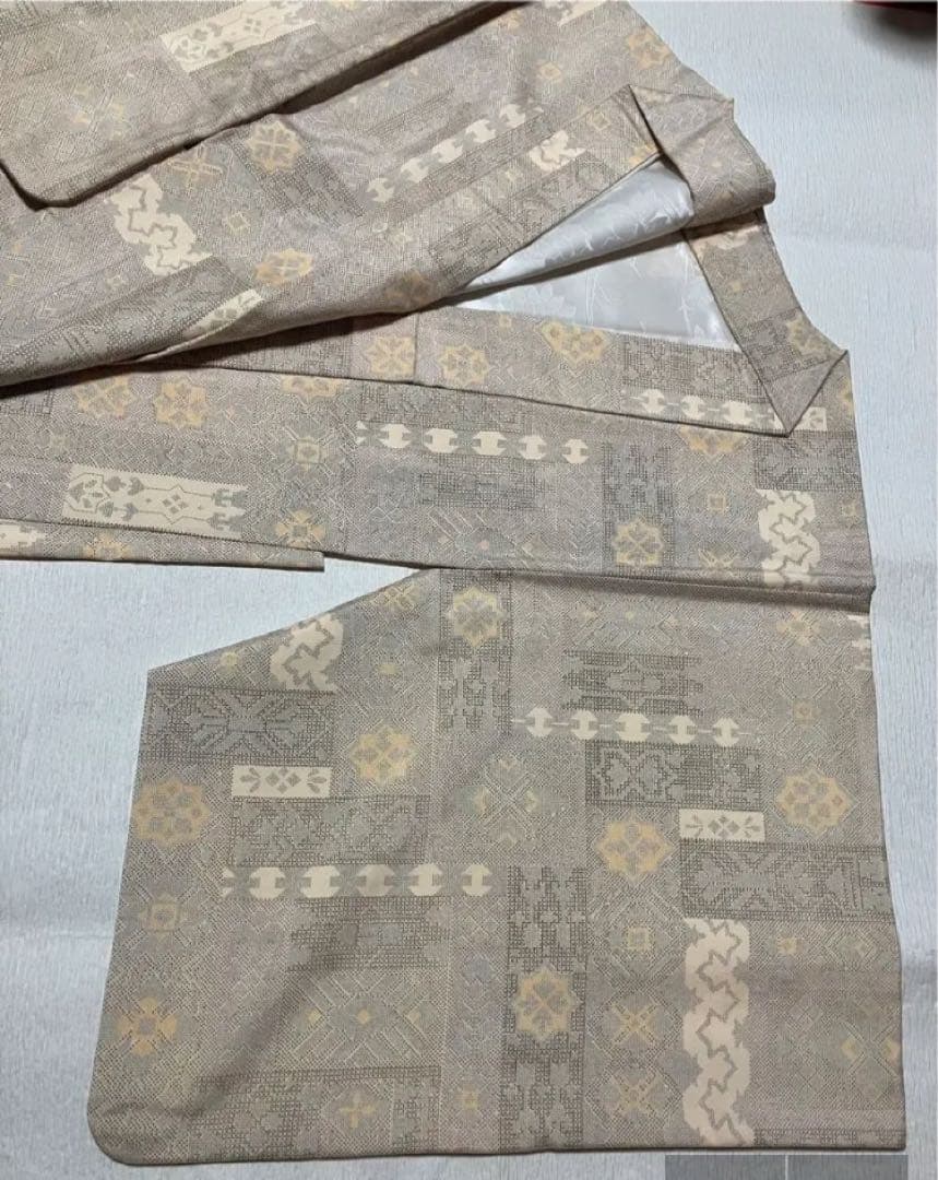 白大島紬、長着、羽織り、道行アンサンブル