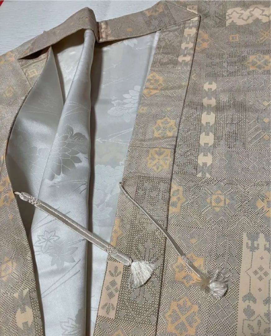 白大島紬、長着、羽織り、道行アンサンブル