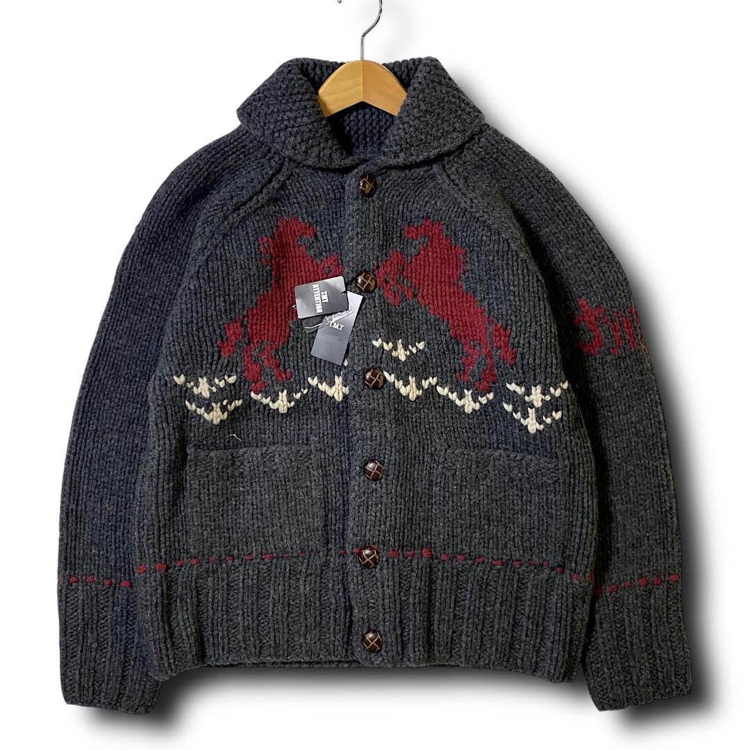 L 定価6600円 TMT カウチンニット カーディガン ニットブルゾン 黒