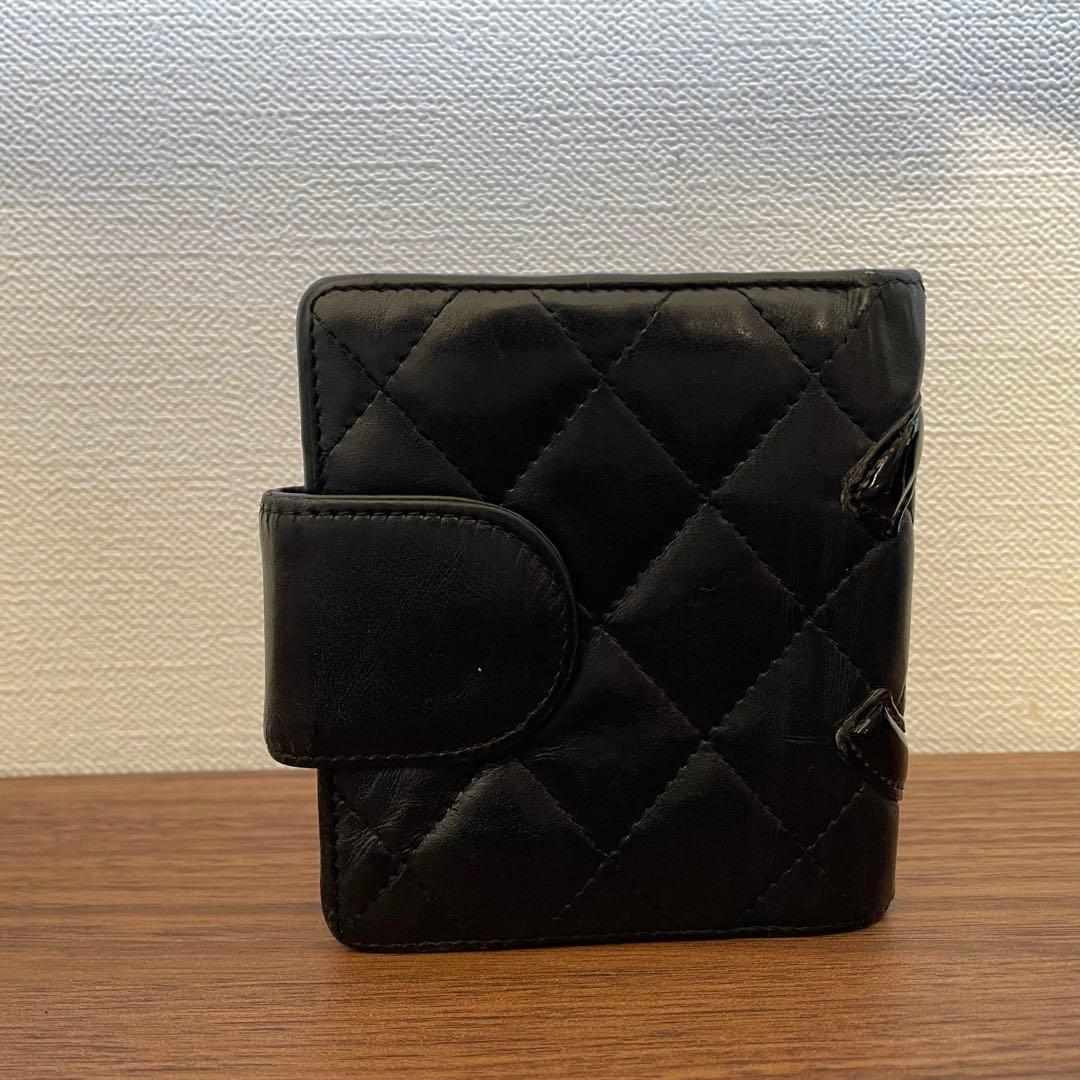 シャネル　カンボンライン　財布　ブラック