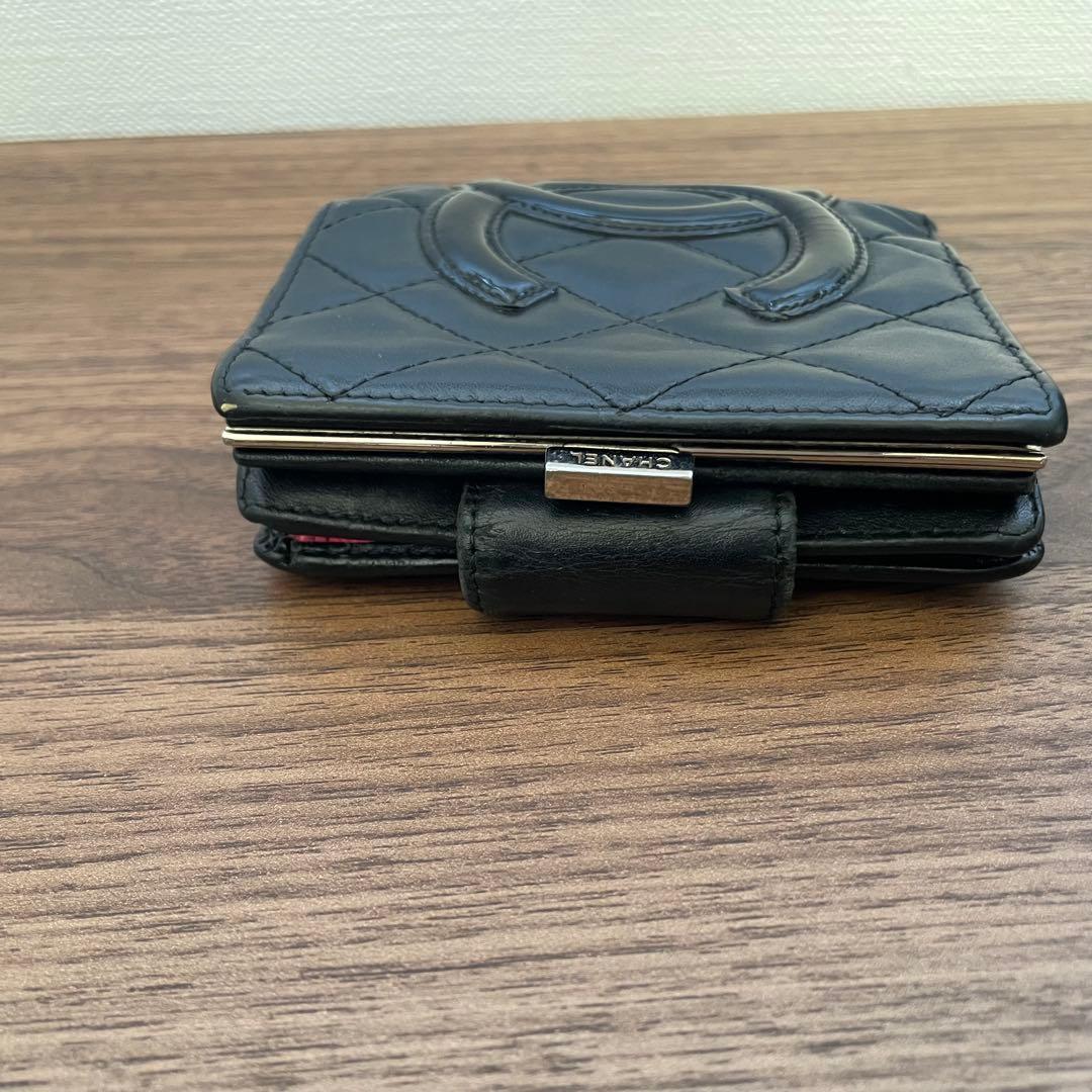 シャネル　カンボンライン　財布　ブラック