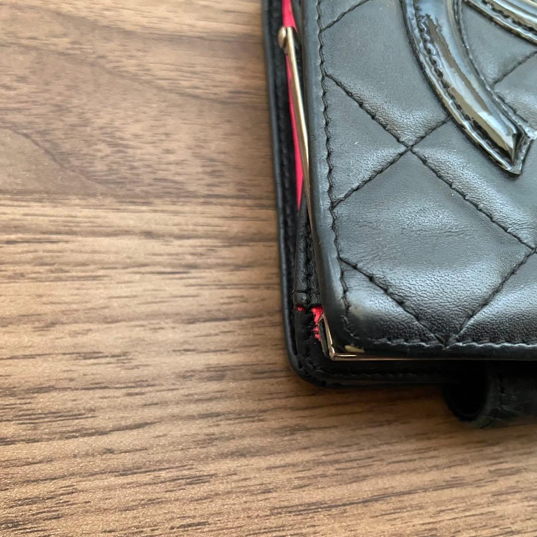 シャネル　カンボンライン　財布　ブラック