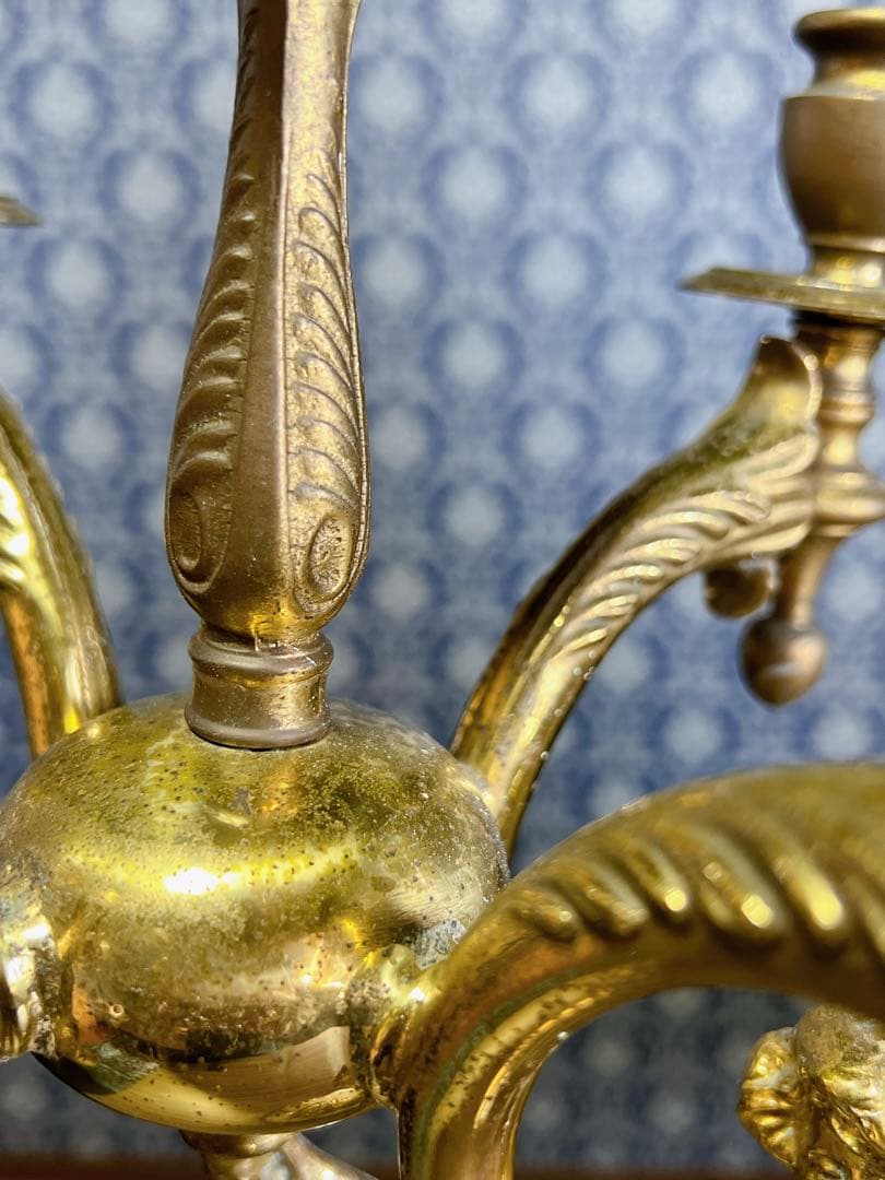 フランス製アンティーク　キャンドルスタンド　5灯　真鍮　ブラス製
