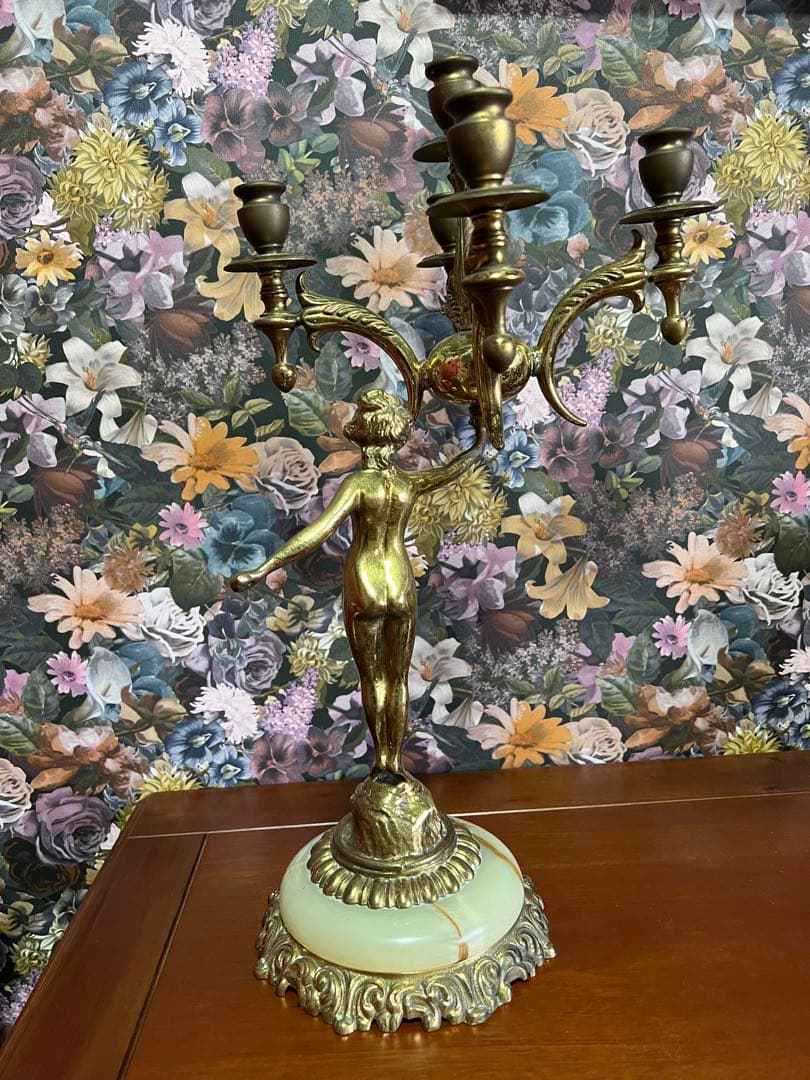 フランス製アンティーク　キャンドルスタンド　5灯　真鍮　ブラス製