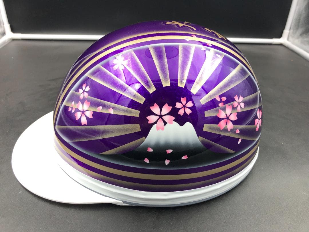 コルク半　カスタム　富士日章　三つボタン　パープルゴールド　ぼかし　桜