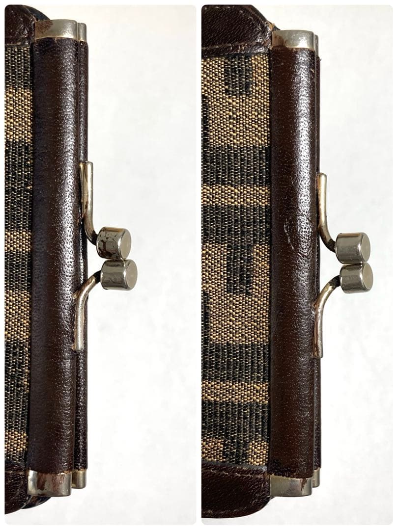 良品 FENDI フェンディ ズッカ キャンバス がま口 ケース 小銭入れ