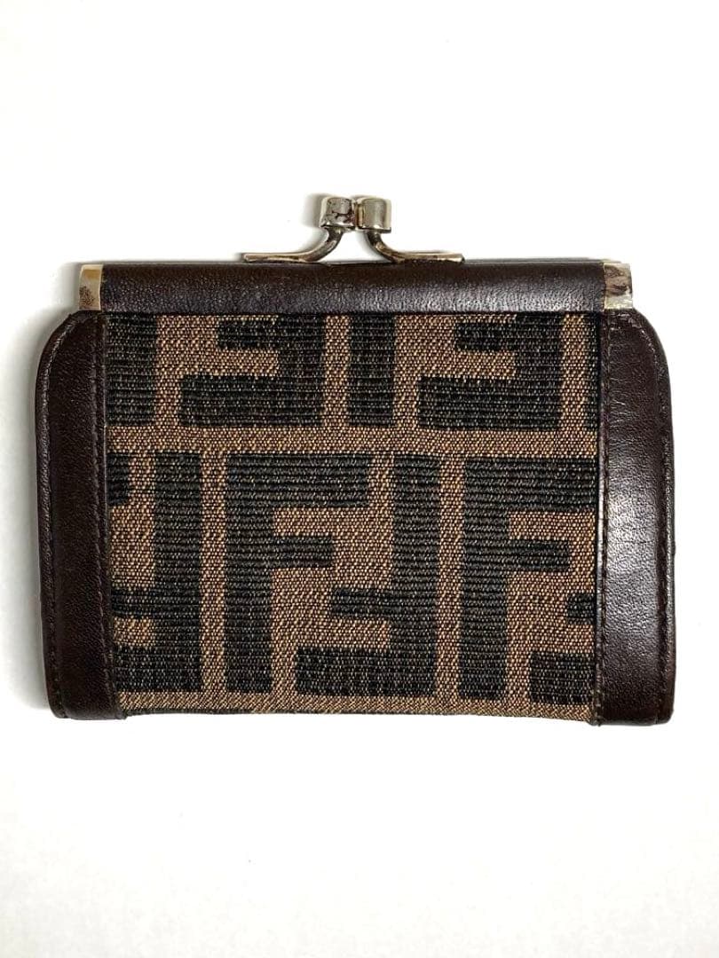 良品 FENDI フェンディ ズッカ キャンバス がま口 ケース 小銭入れ
