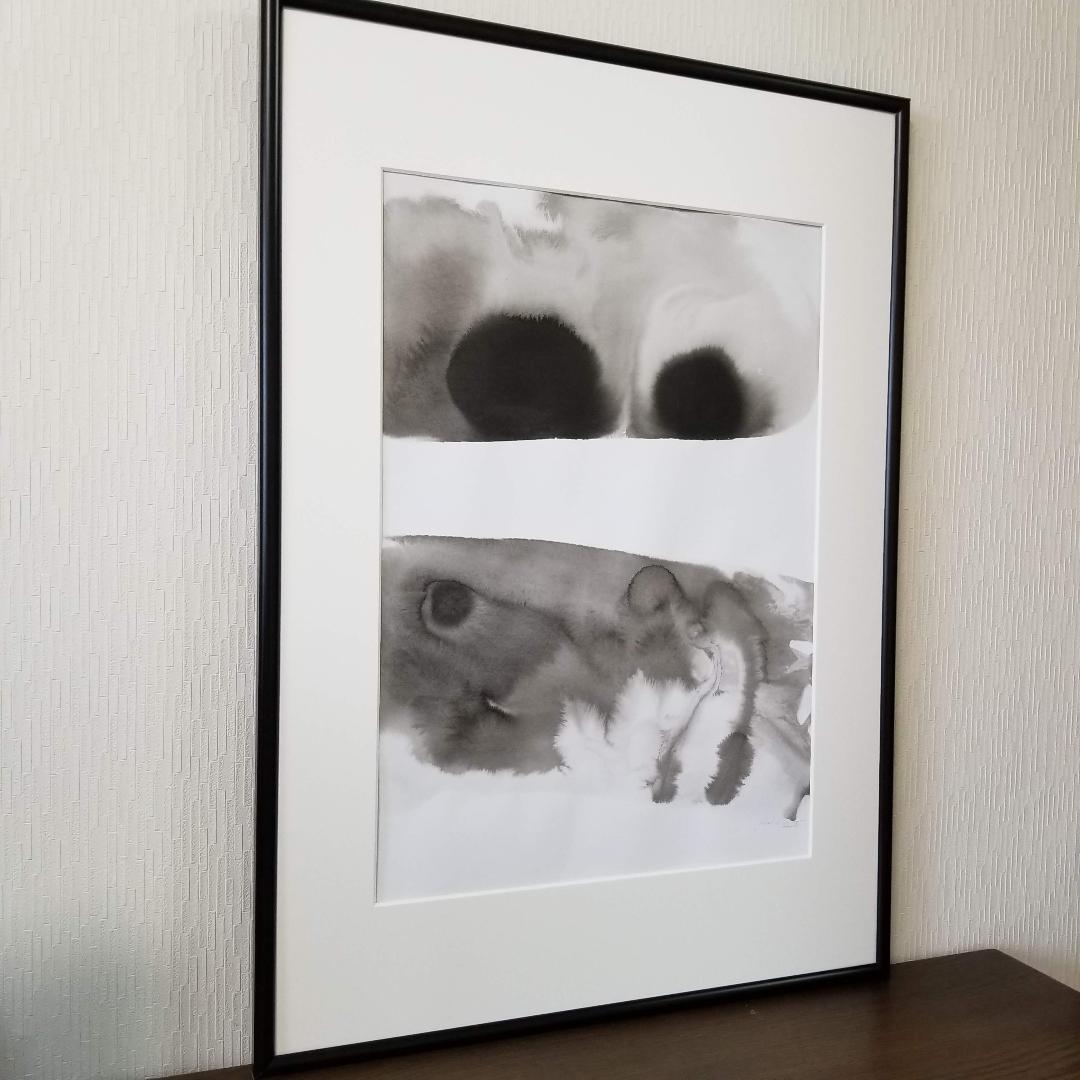 モノクロ絵画　抽象画　アート　B2サイズ　インテリア