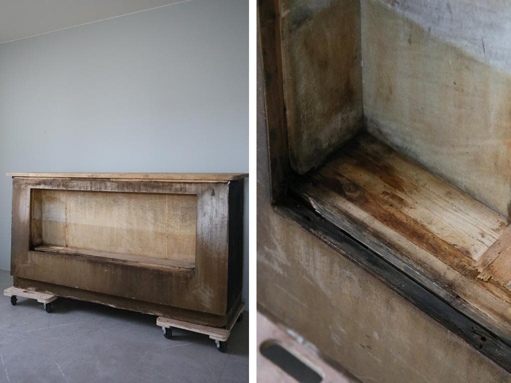 英国アンティーク21杯ドロワー付ショップカウンター/木製机テーブル(83-155