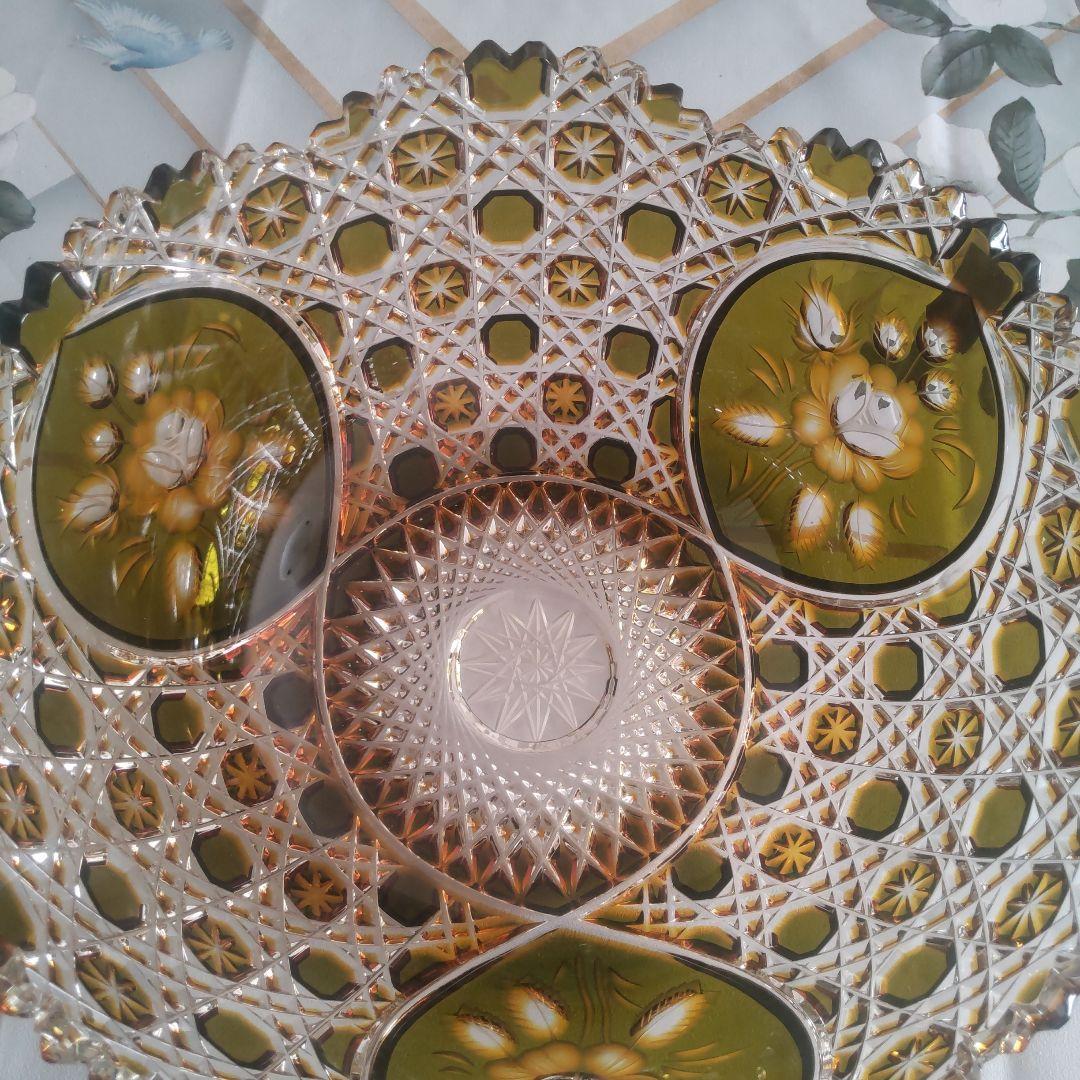 新春セール美品❗️箱付きマイセン クリスタル オリーブグリーン 花瓶 ボウル