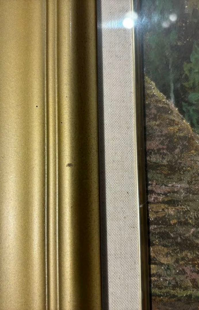 真筆証明書付き【猿渡一根/晩秋京都美山/風景画】 油彩画 F10 金色フレーム