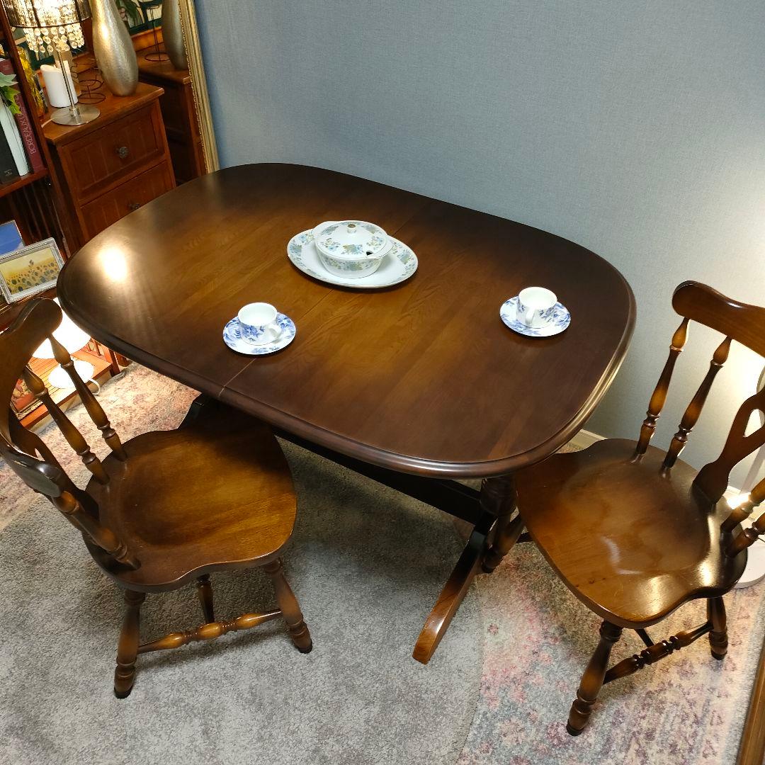 【名品・ヴィンテージ】飛騨産業 伸長式ダイニングテーブル上質クラシック