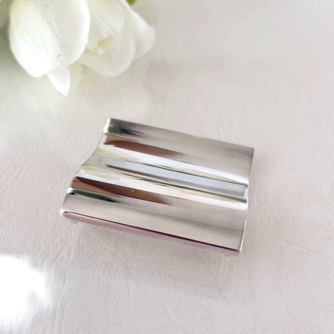 416【ジョージジョンセン】シルバー　ブローチ　トップ　2wayスクエア 432