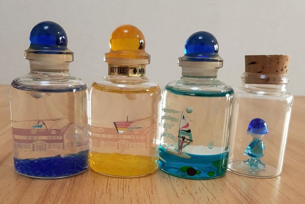 オイルドーム ミニチュアボトル サーフィン スキー ハングライダー ガラス細工