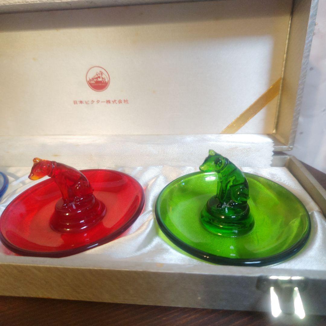 ビクター犬 ニッパー君 灰皿3点 ガラス製 アッシュトレイ オブジェ【最終価格