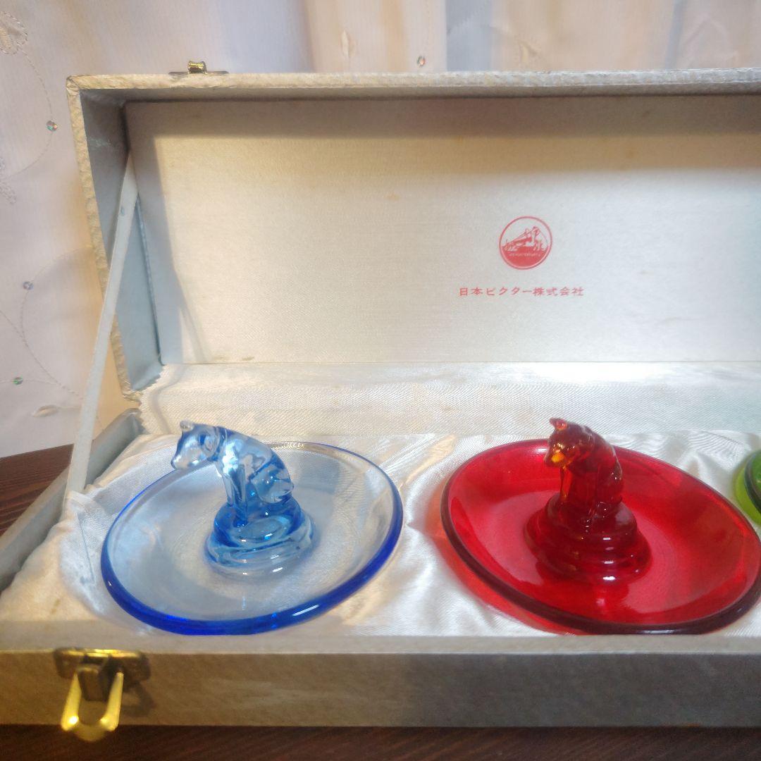 ビクター犬 ニッパー君 灰皿3点 ガラス製 アッシュトレイ オブジェ【最終価格