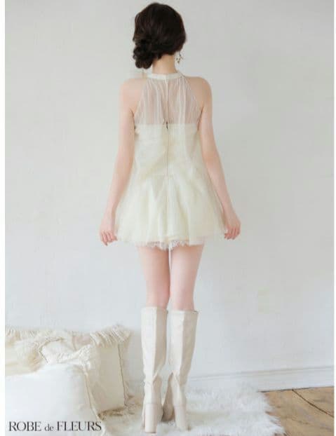 520ROBE de FLEURS ハイネックミニキャバドレス S