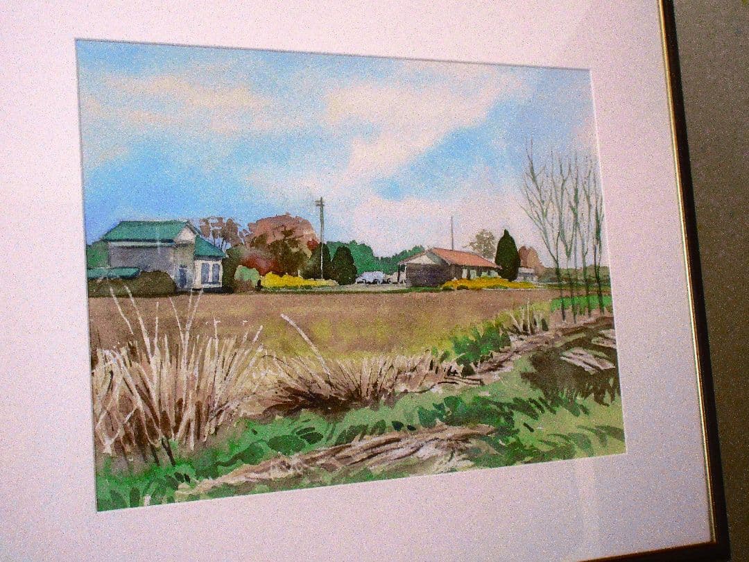 風景水彩画 額装済み 原画 F6サイズ