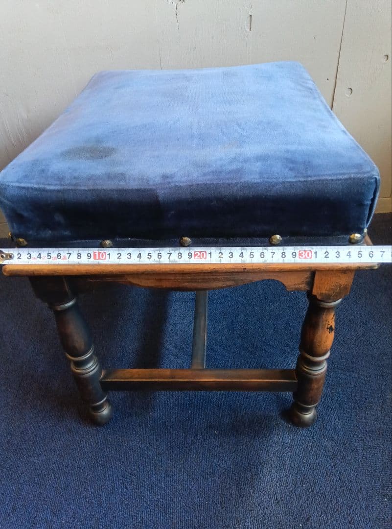 木製クラシックスツール ネイビー　ヴィンテージ　レトロ