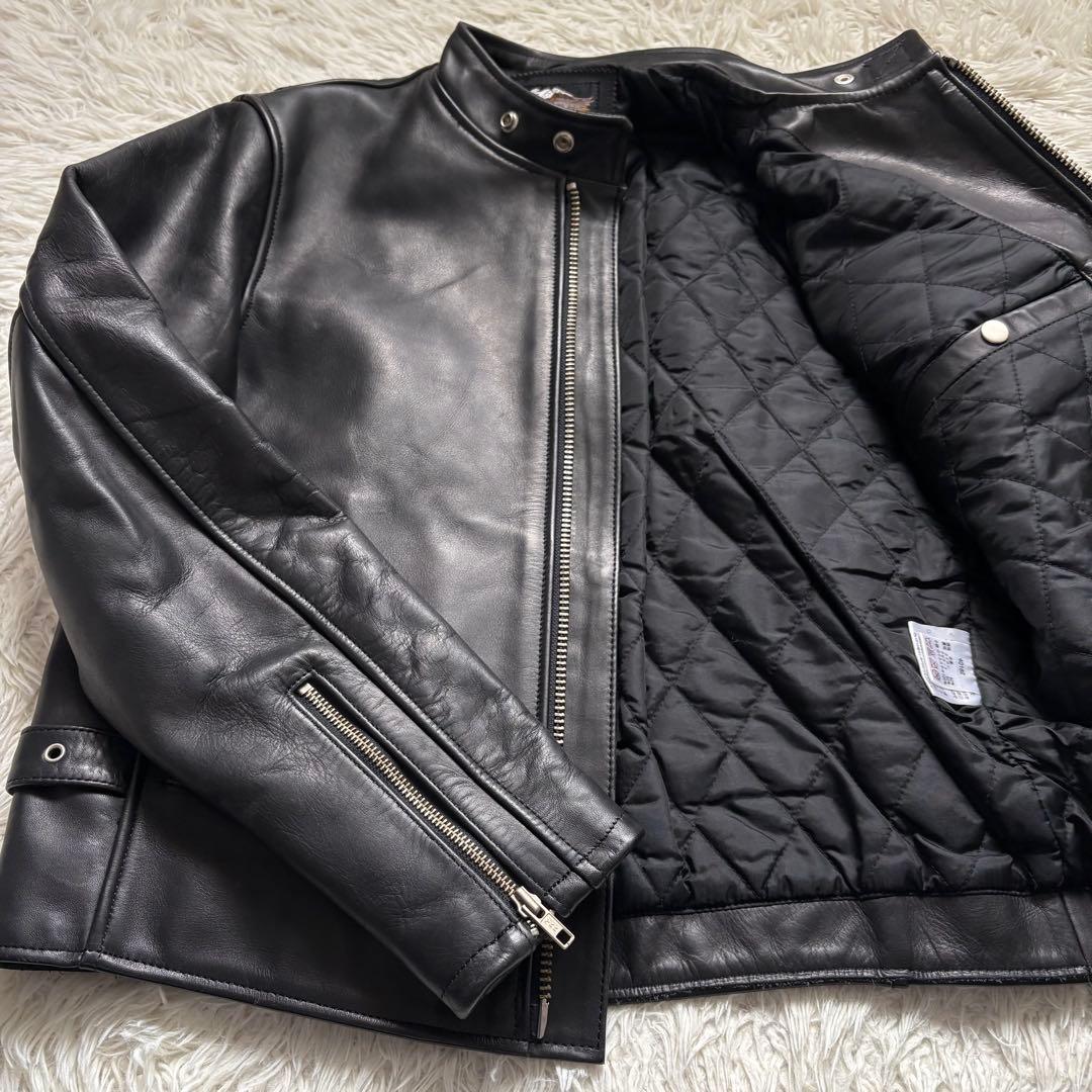 美品【ハーレーダビッドソン】シングルライダースジャケット 革ジャン　XL