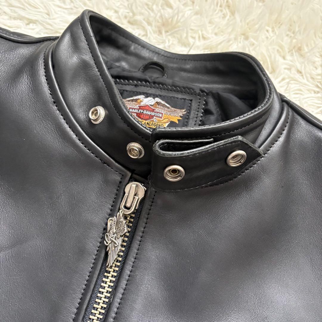 美品【ハーレーダビッドソン】シングルライダースジャケット 革ジャン　XL