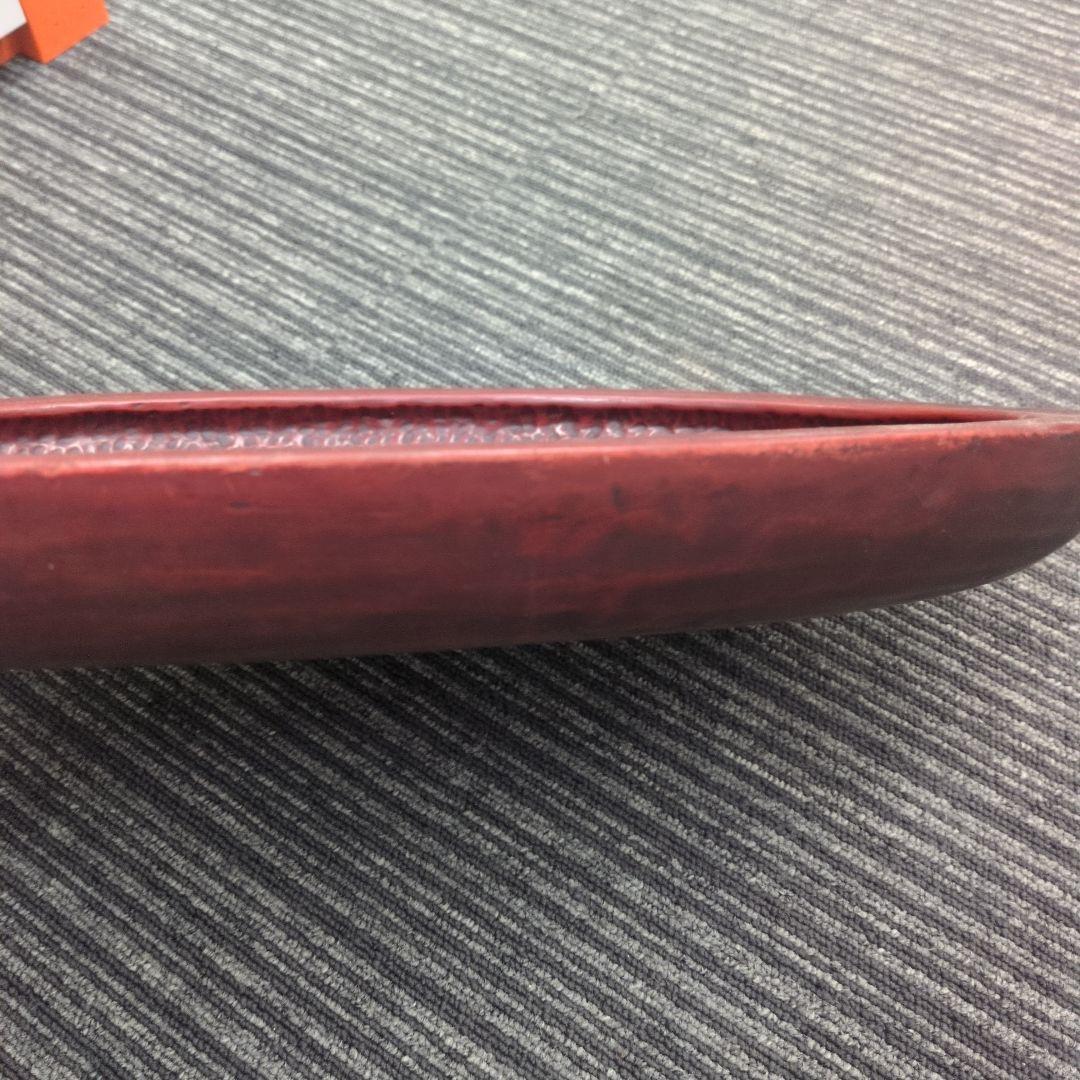 古民芸　讃岐塗り？大きくてとても美しい朱色の楕円形漆器の盆、波状の縁取りが特徴。