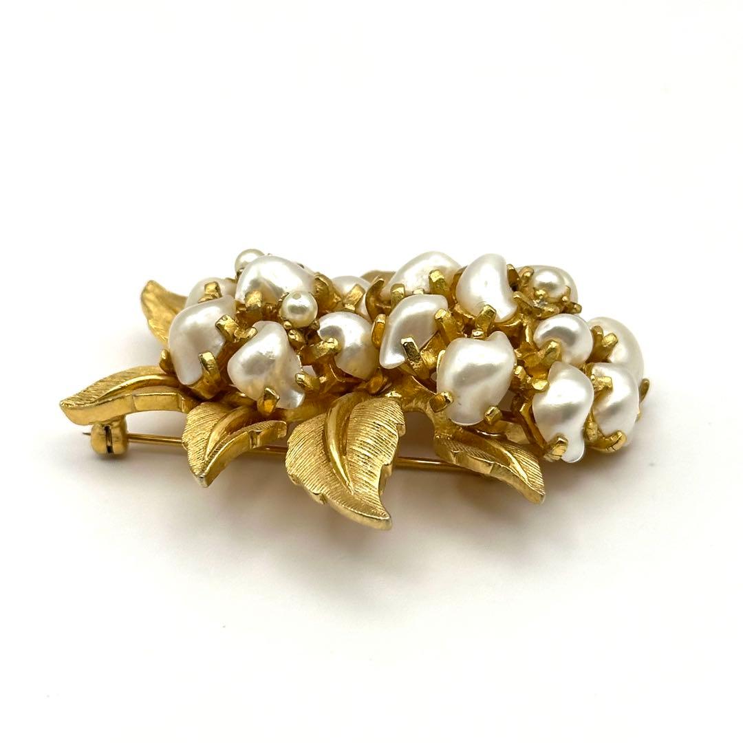 【希少】BOUCHER ブーシェ ブローチ リーフ フェイクパール ゴールド