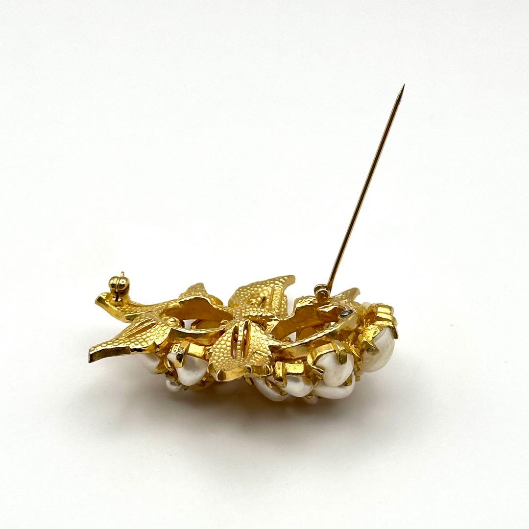 【希少】BOUCHER ブーシェ ブローチ リーフ フェイクパール ゴールド