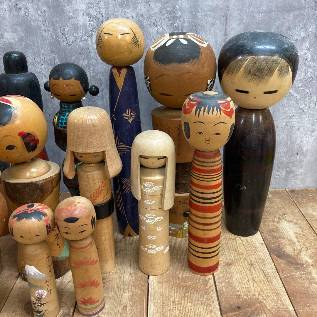 D-3 【希少・まとめ売り】アンティーク こけし 16体セット 伝統工芸 創作
